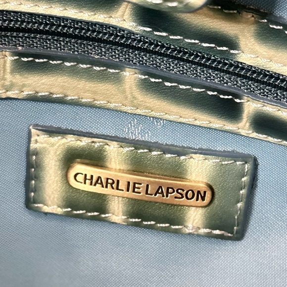 🌟HP🌟VTG 2000 Glossy Teal Mock Croc Vinyl Hobo Shoulder Bag C. Lapson Italy - Picture 8 of 16